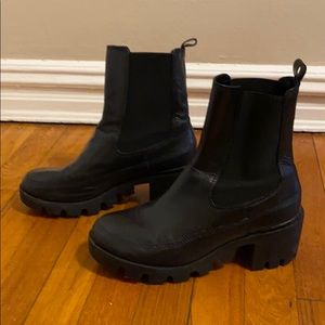 SCHUTZ Black Leather Boot with Heel